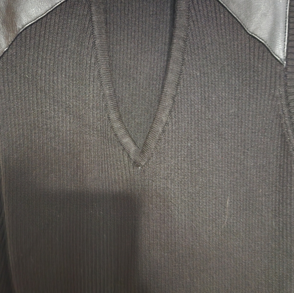 Calvin Klein Black Midi Dress with Leather Accents - Picture 7 of 11